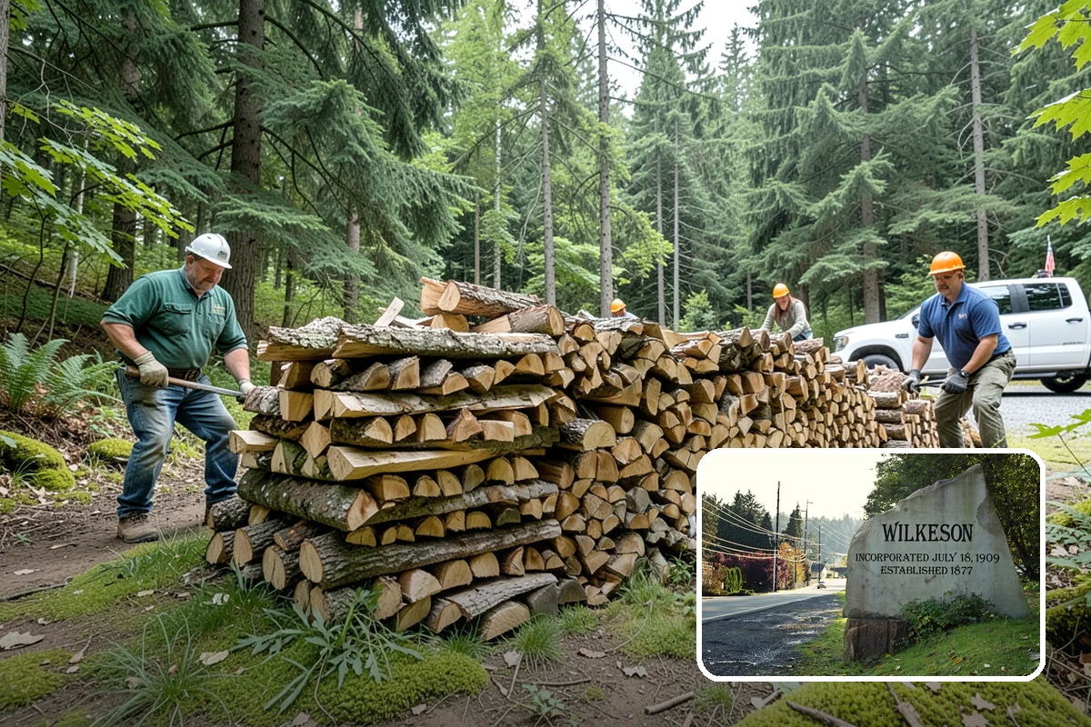 Backyard Delivery in Wilkeson, Pierce County, WA - Wood placed close to where you burn it