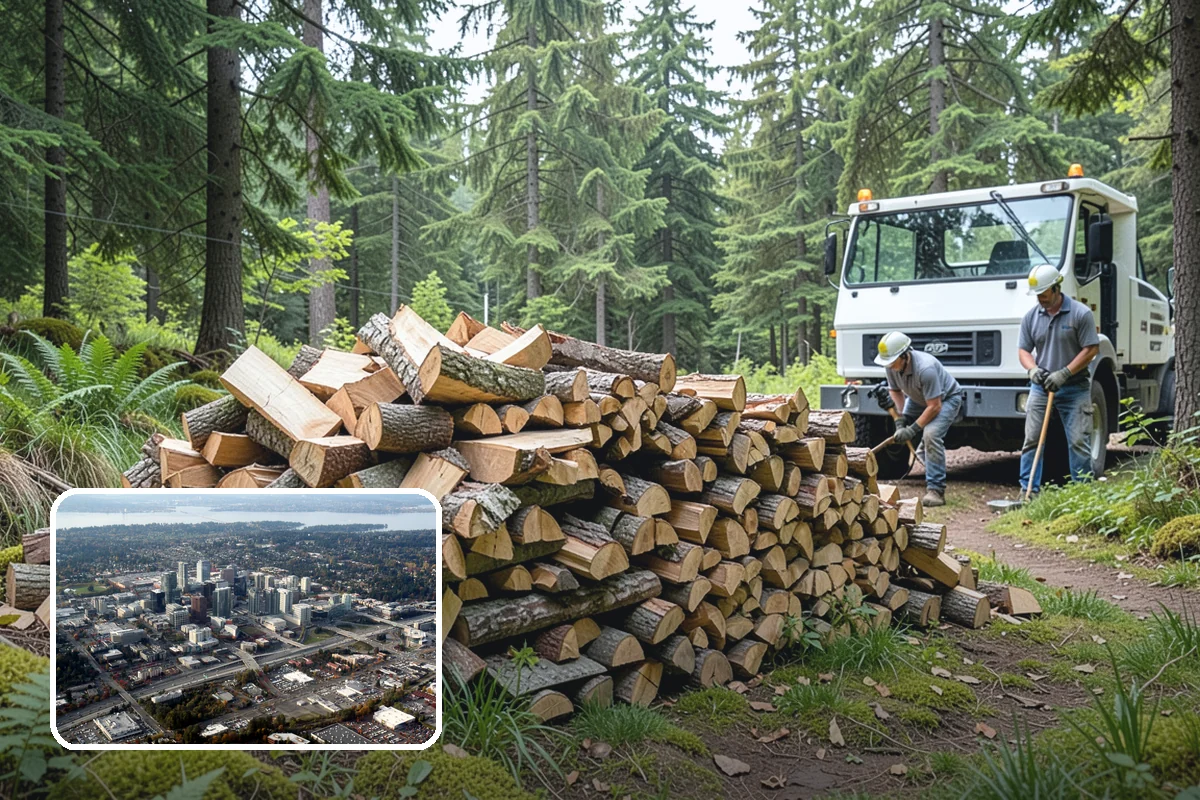 Bark Cleanup in Bellevue, King County, WA - Stops bark stains from setting into decks and pavers