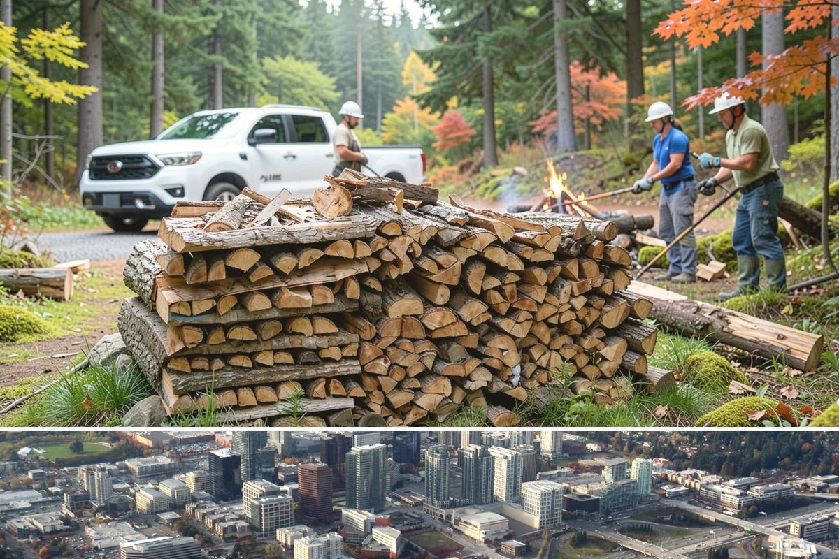 Bark Cleanup in Bellevue, King County, WA - Fall cleanup before the wet season locks the bark down is ideal, though spring works well after a heavy winter of burning.