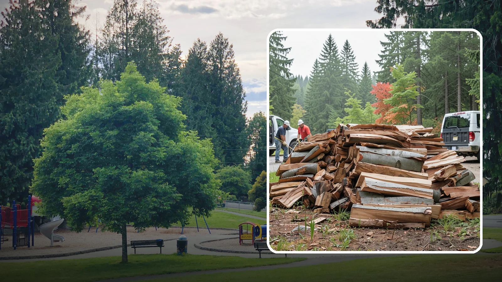 Bark Cleanup in Bonney Lake, Pierce County, WA - We collect and remove the loose bark that sheds off firewood and litters your storage and burning areas.