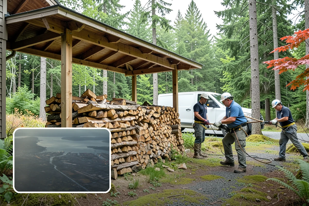 Bark Cleanup in Fife, Pierce County, WA - Stops bark stains from setting into decks and pavers