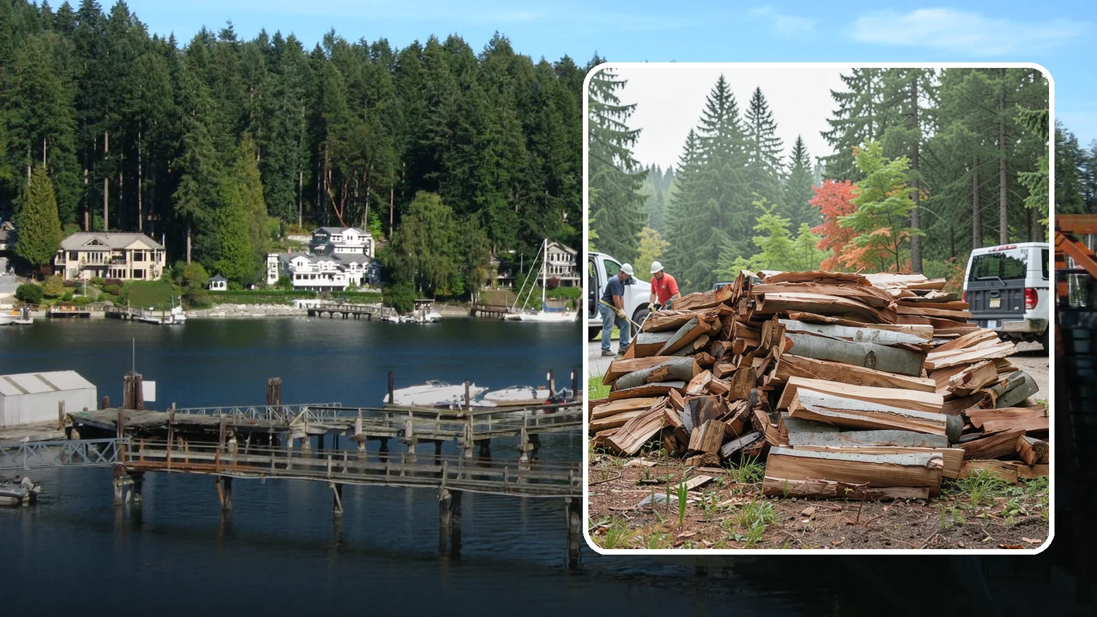 Bark Cleanup in Gig Harbor, Pierce County, WA - We collect and remove the loose bark that sheds off firewood and litters your storage and burning areas.