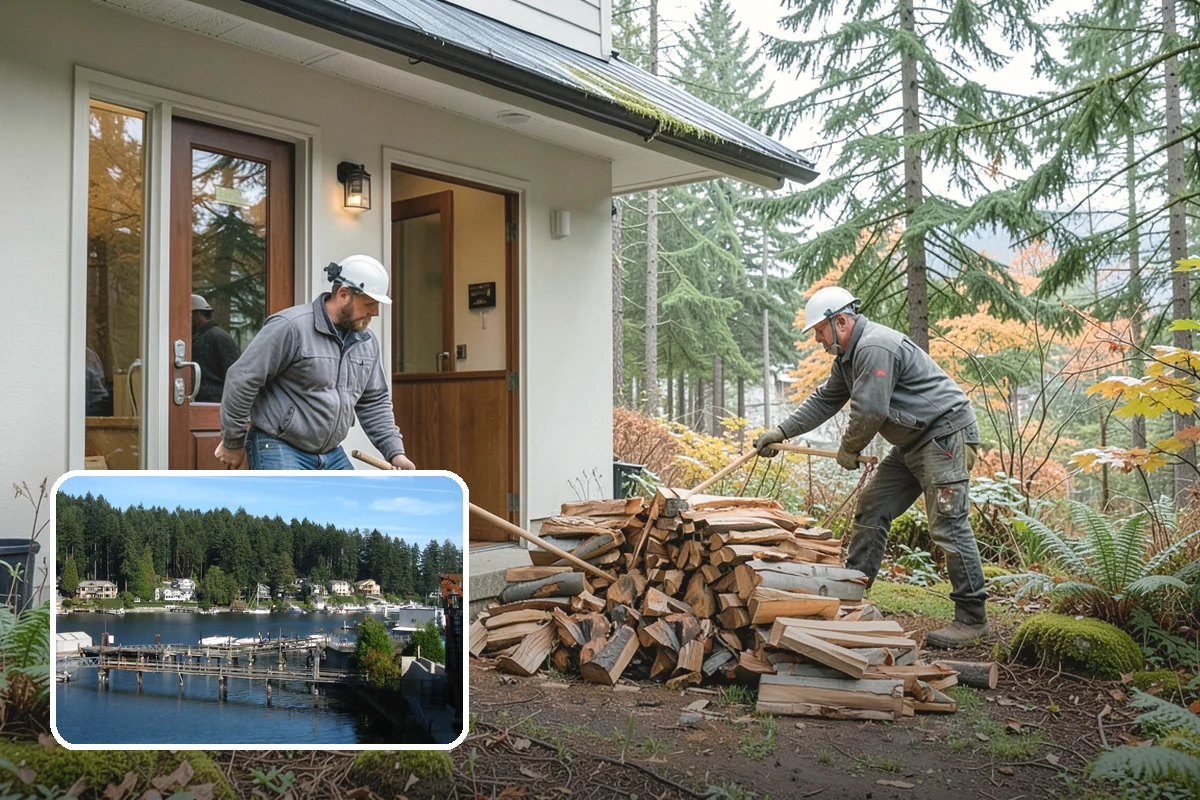 Bark Cleanup in Gig Harbor, Pierce County, WA - Stops bark stains from setting into decks and pavers