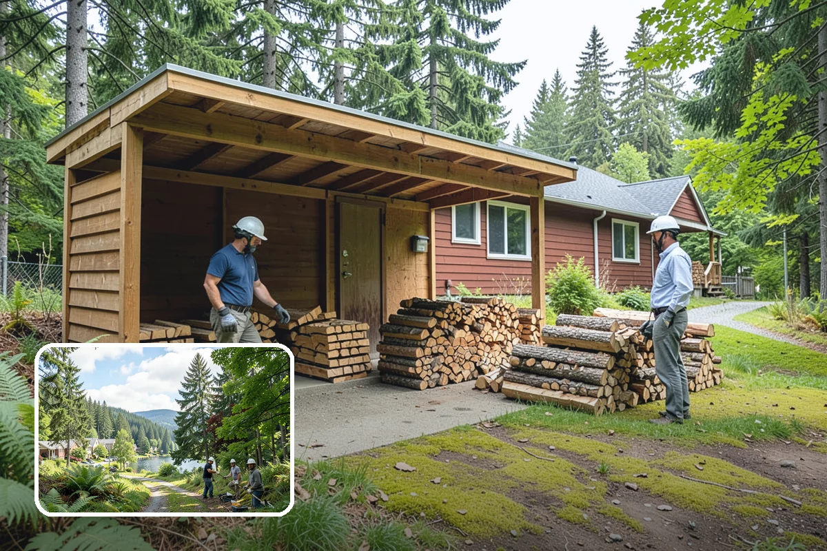 Bark Cleanup in Lake Forest Park, King County, WA - Stops bark stains from setting into decks and pavers