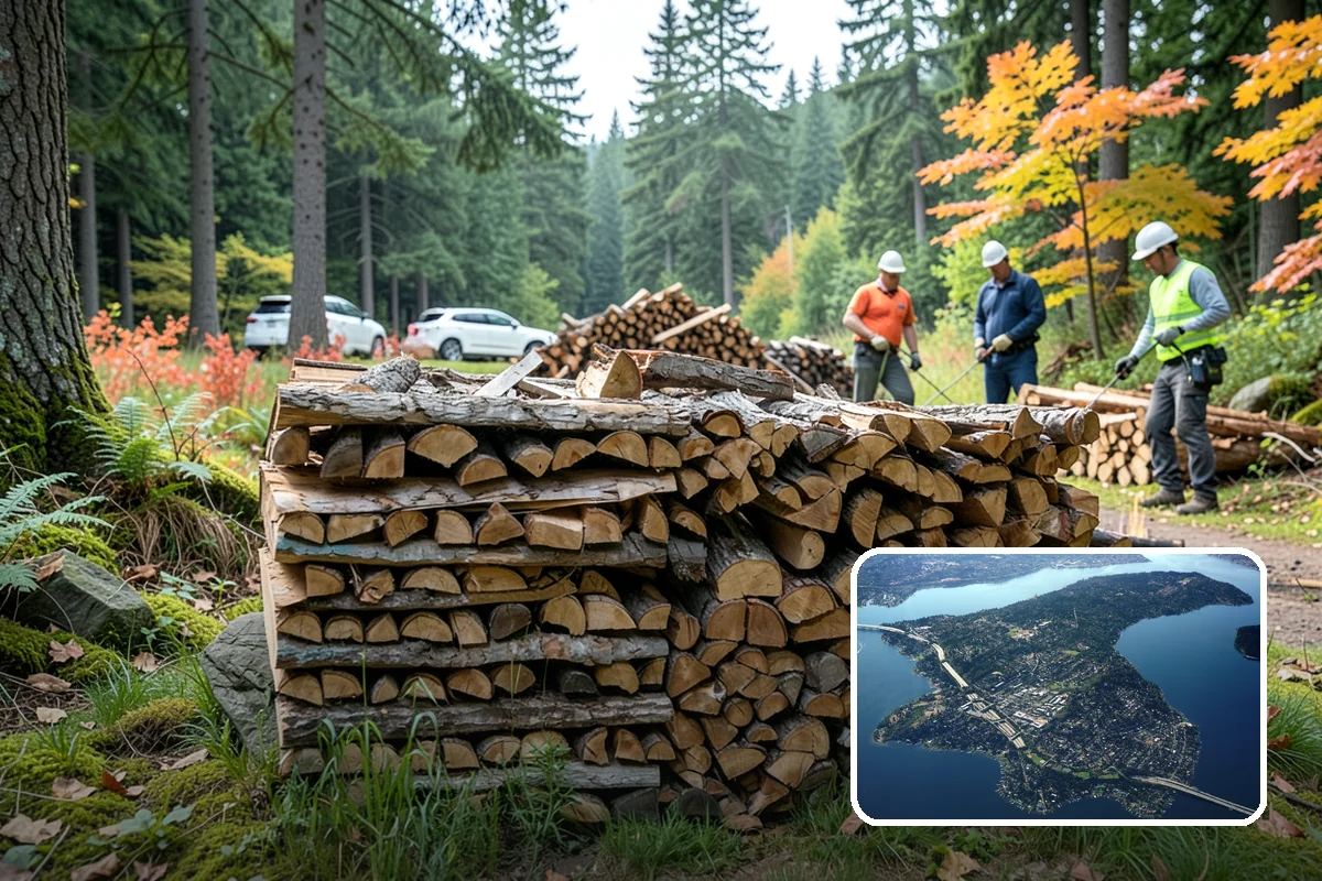 Bark Cleanup in Mercer Island, King County, WA - Stops bark stains from setting into decks and pavers
