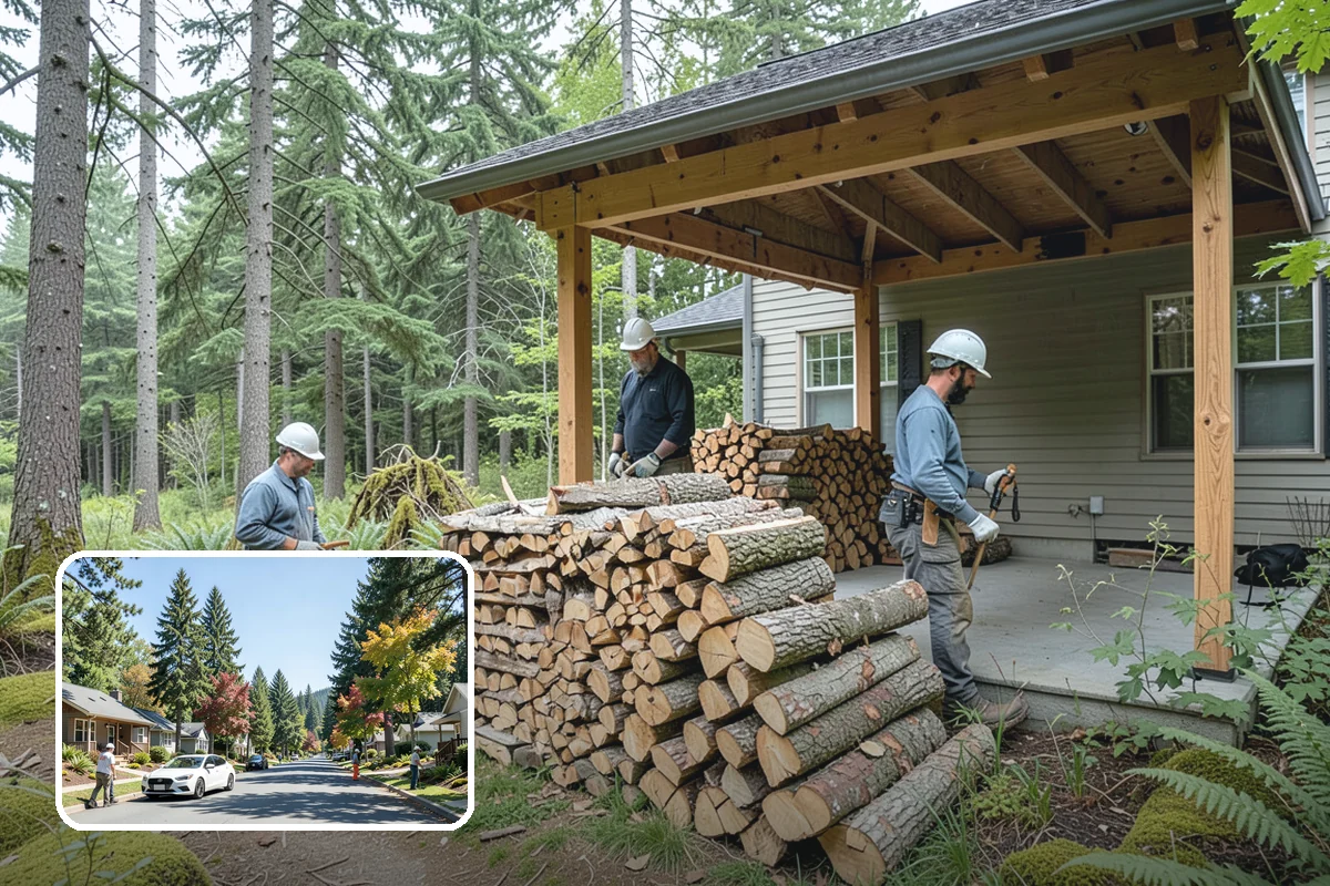 Bark Cleanup in Orting, Pierce County, WA - Stops bark stains from setting into decks and pavers