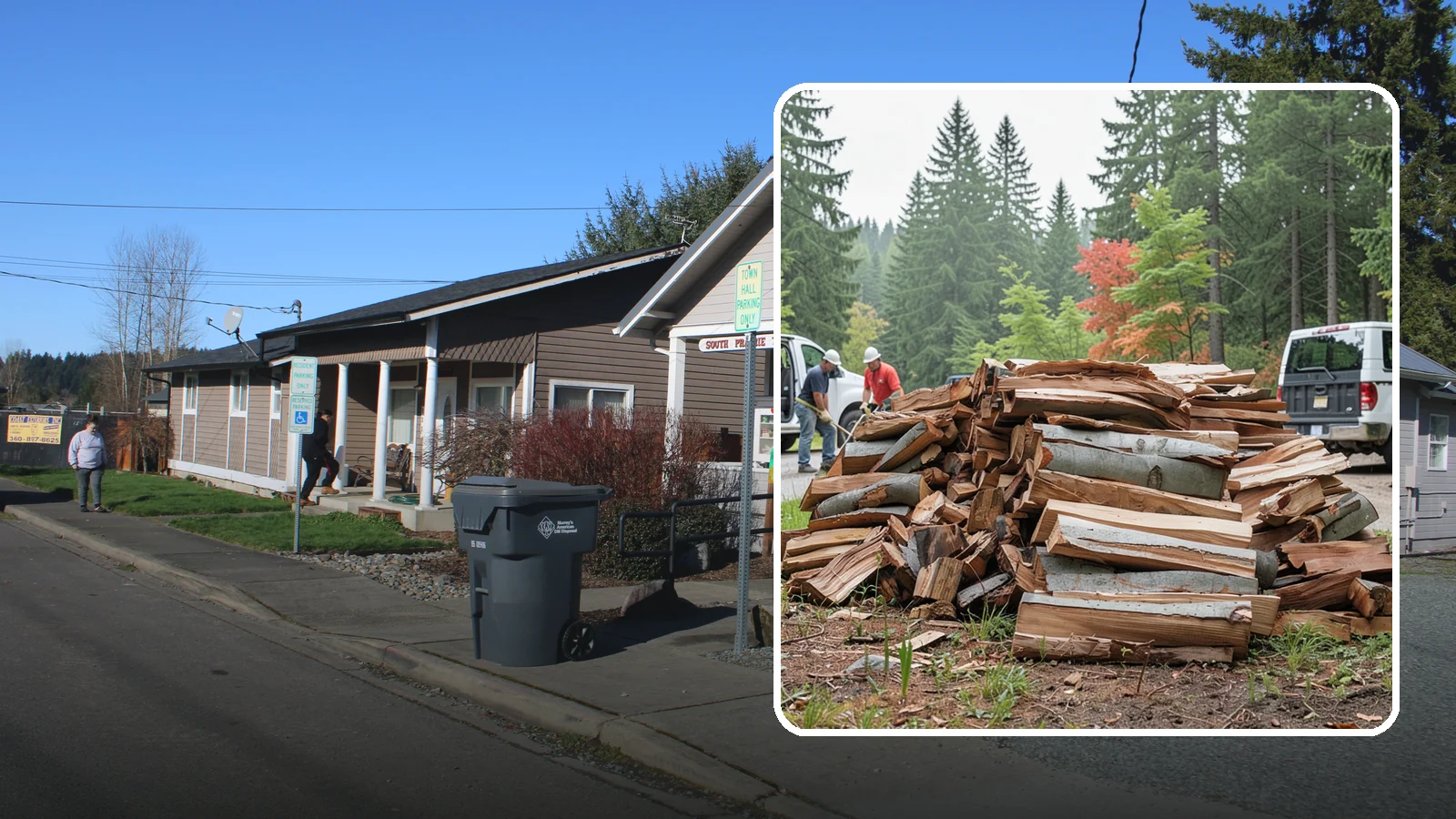 Bark Cleanup in South Prairie, Pierce County, WA - We collect and remove the loose bark that sheds off firewood and litters your storage and burning areas.