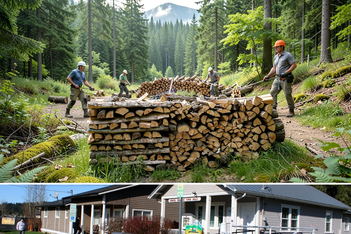 Bark Cleanup in South Prairie, Pierce County, WA - Fall cleanup before the wet season locks the bark down is ideal, though spring works well after a heavy winter of burning.