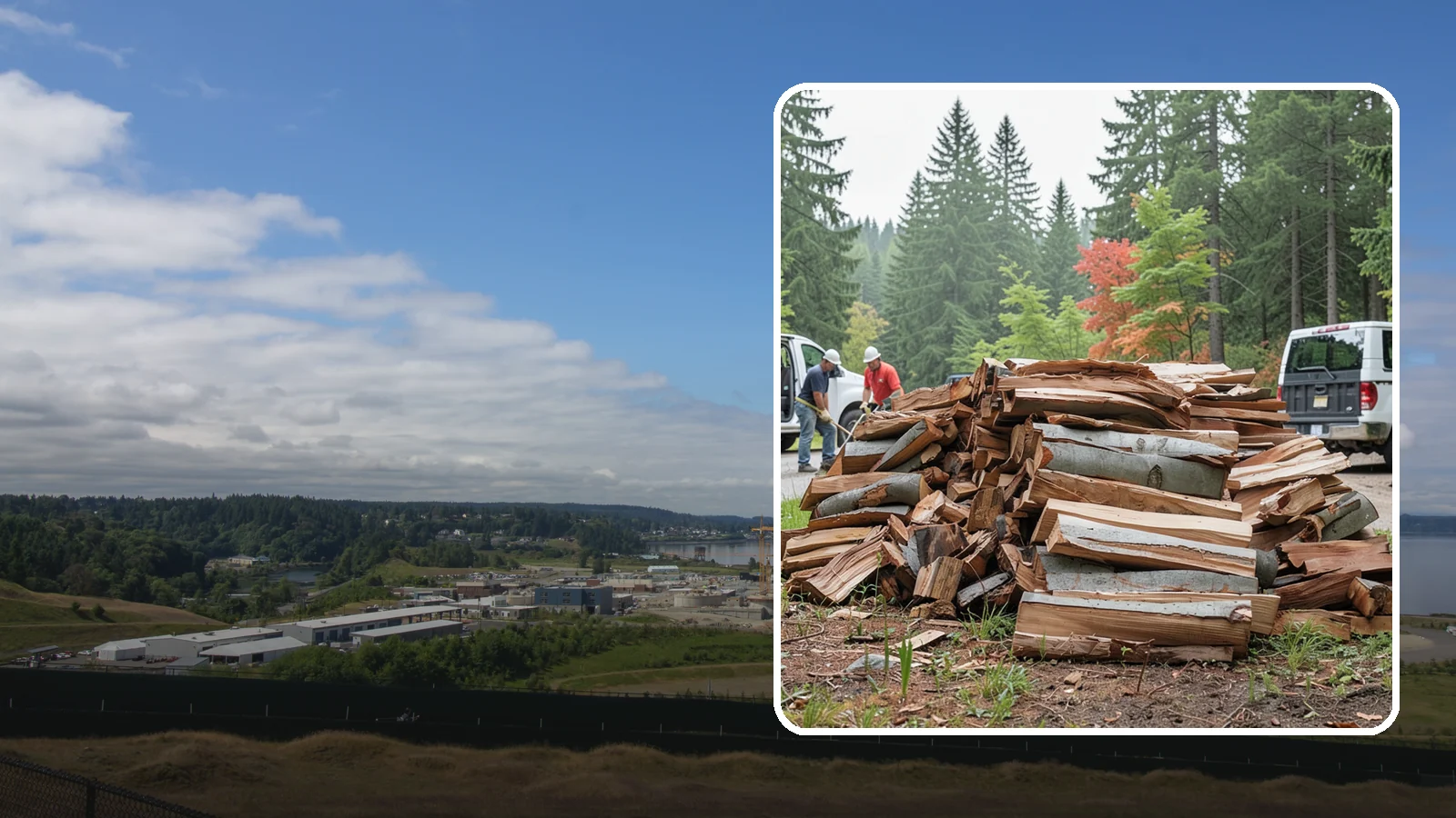 Bark Cleanup in University Place, Pierce County, WA - We collect and remove the loose bark that sheds off firewood and litters your storage and burning areas.