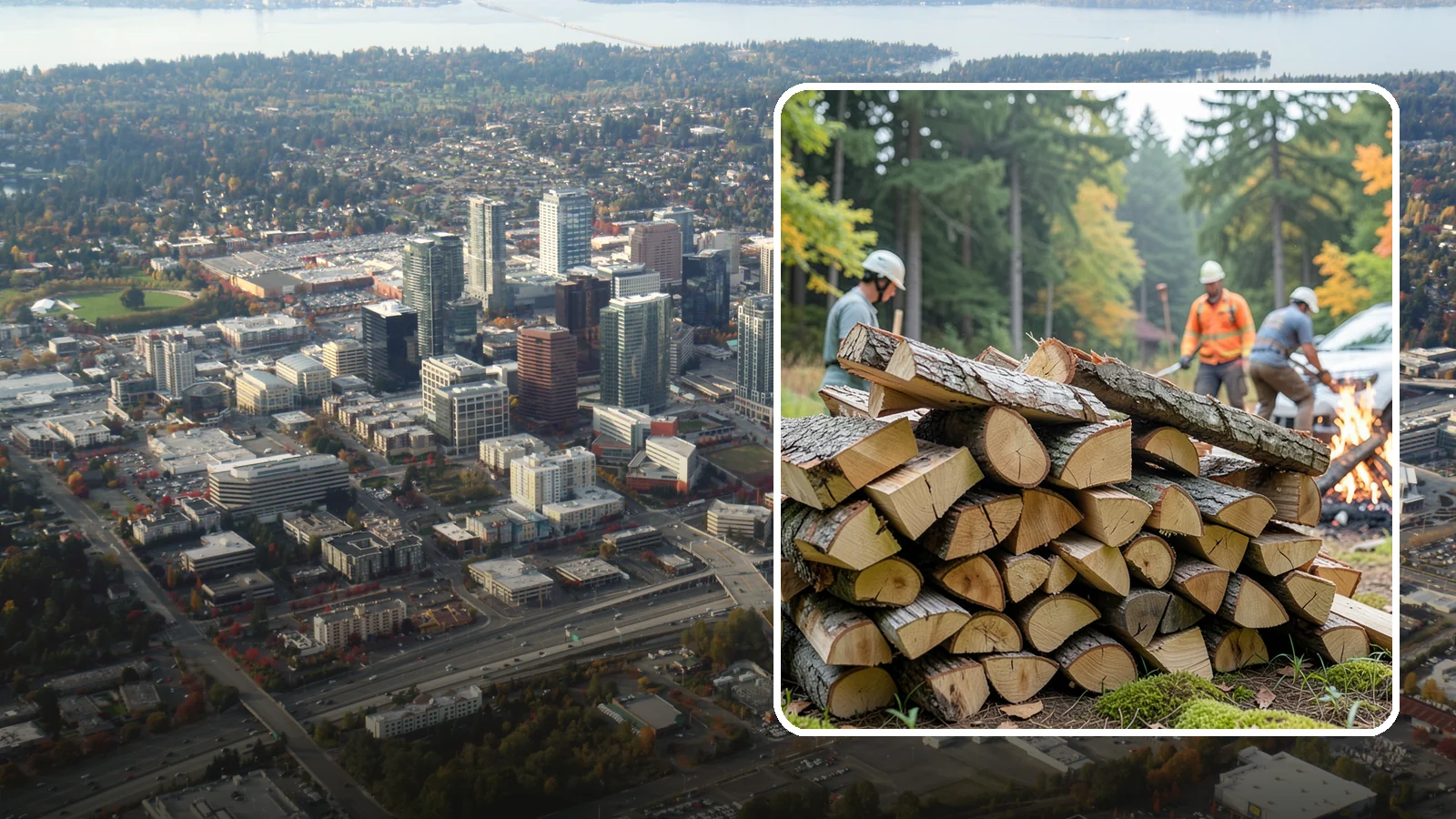 Bonfire Wood in Bellevue, King County, WA - Larger split firewood cut for building big, long-lasting bonfires at outdoor events.