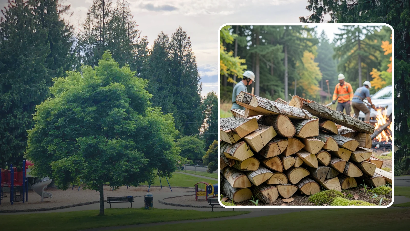 Bonfire Wood in Bonney Lake, Pierce County, WA - Larger split firewood cut for building big, long-lasting bonfires at outdoor events.