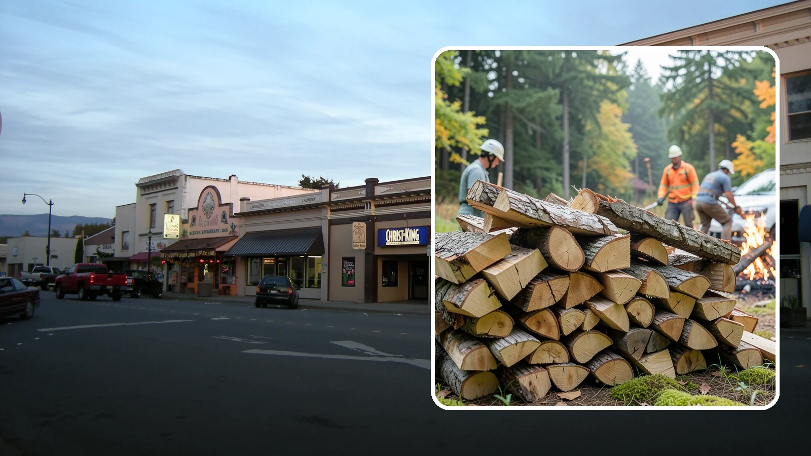 Bonfire Wood in Burlington, Skagit County, WA - Larger split firewood cut for building big, long-lasting bonfires at outdoor events.