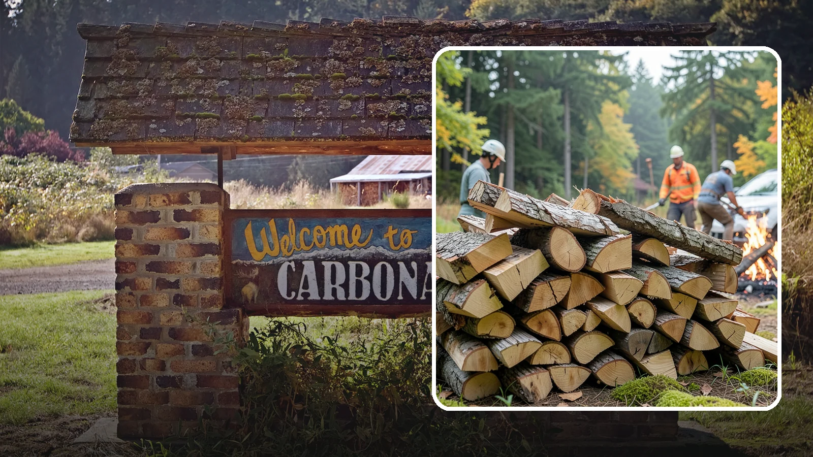 Bonfire Wood in Carbonado, Pierce County, WA - Larger split firewood cut for building big, long-lasting bonfires at outdoor events.