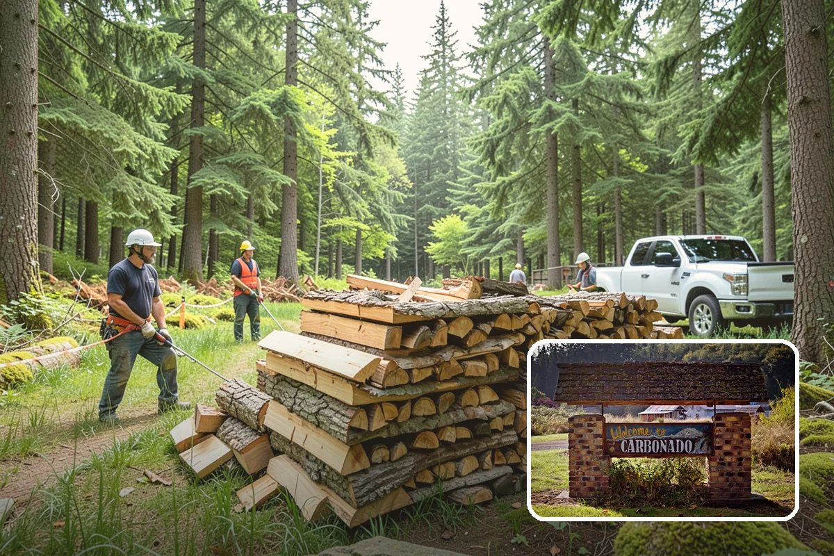 Bonfire Wood in Carbonado, Pierce County, WA - Larger splits build a substantial blaze