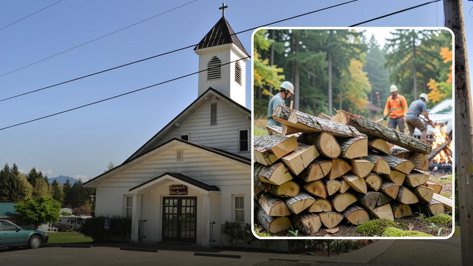 Bonfire Wood in Concrete, Skagit County, WA - Larger split firewood cut for building big, long-lasting bonfires at outdoor events.