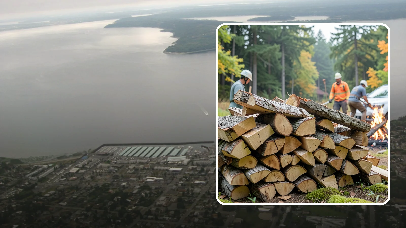 Bonfire Wood in Des Moines, King County, WA - Larger split firewood cut for building big, long-lasting bonfires at outdoor events.