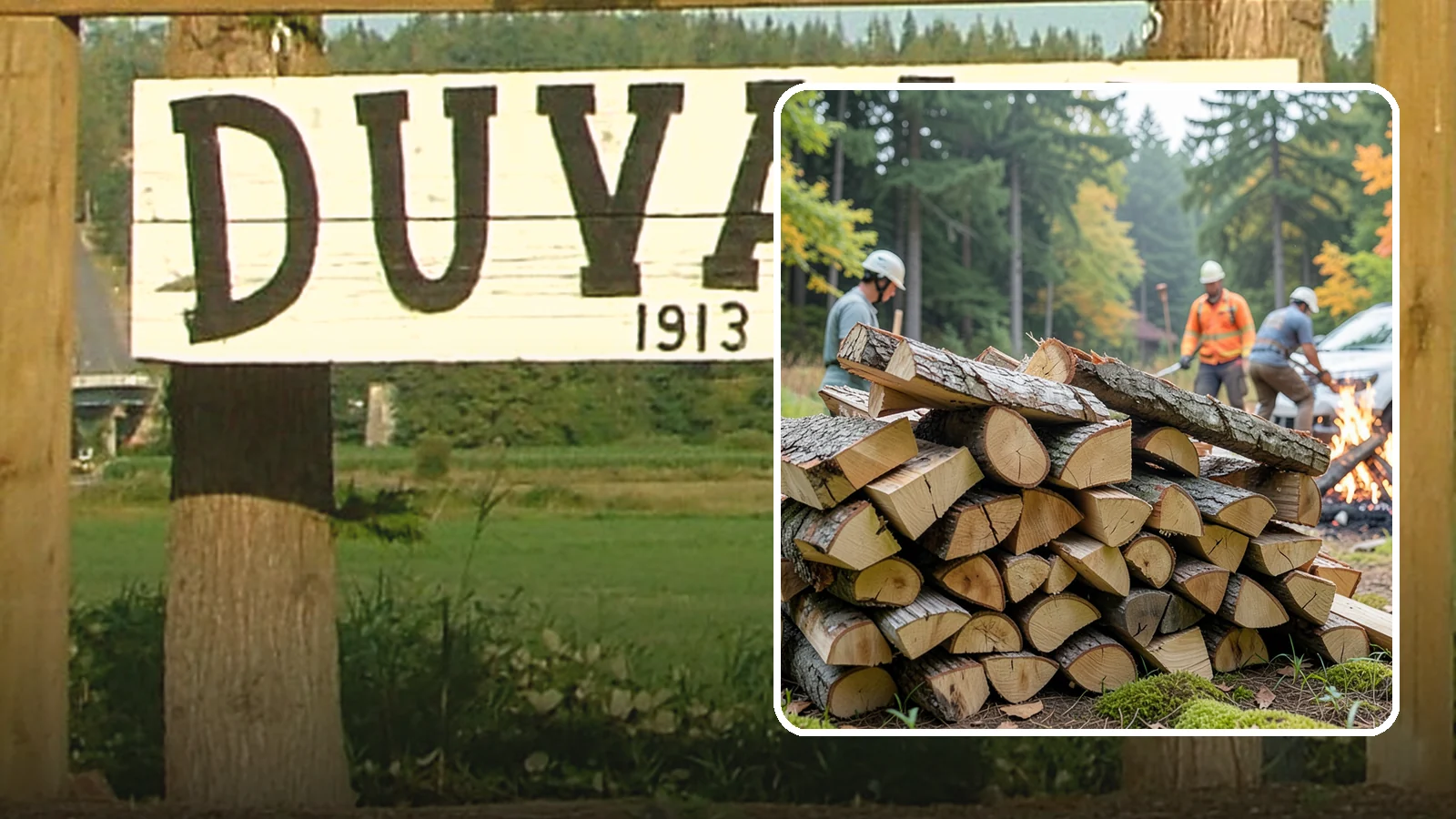 Bonfire Wood in Duvall, King County, WA - Larger split firewood cut for building big, long-lasting bonfires at outdoor events.