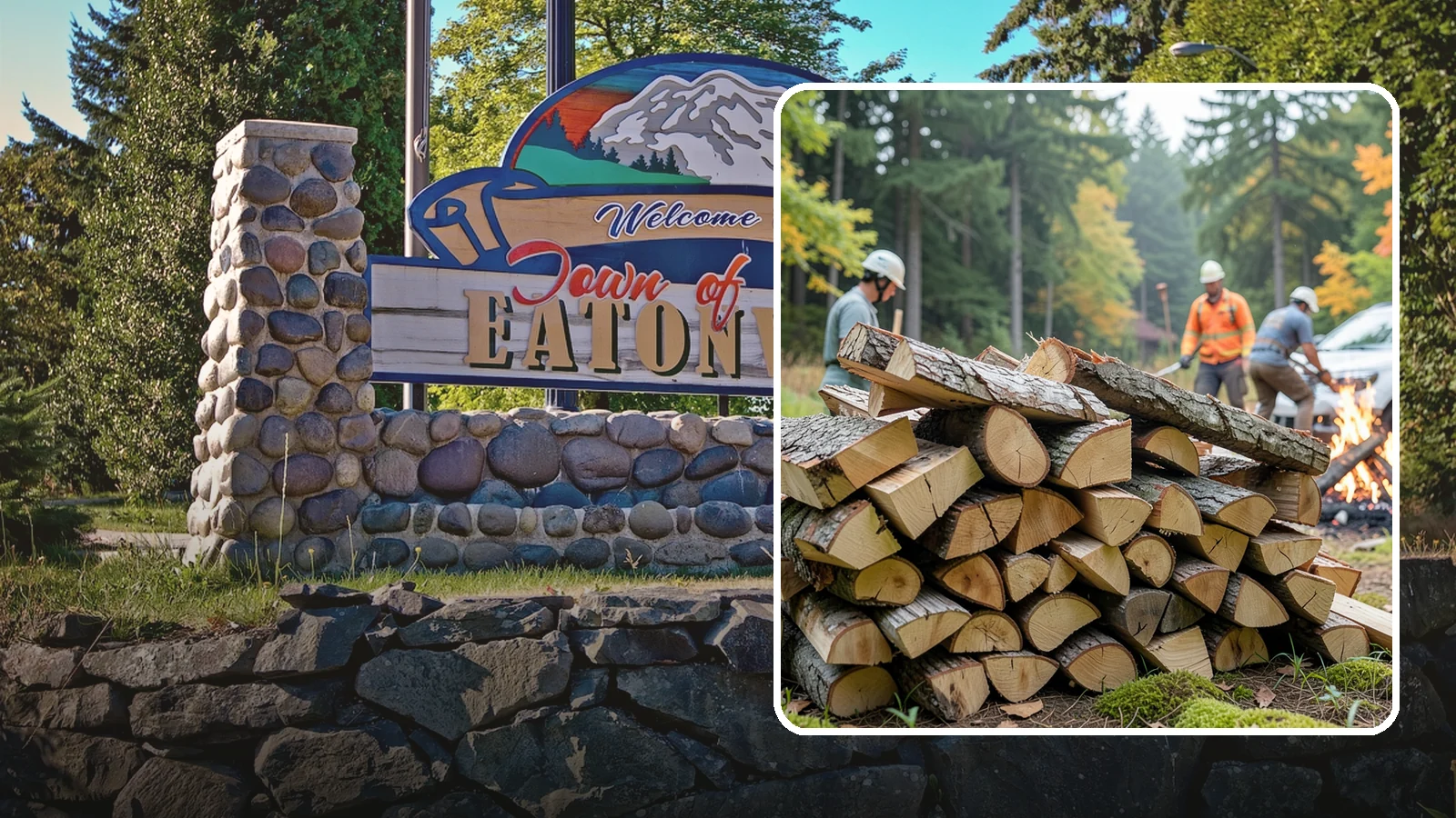 Bonfire Wood in Eatonville, Pierce County, WA - Larger split firewood cut for building big, long-lasting bonfires at outdoor events.