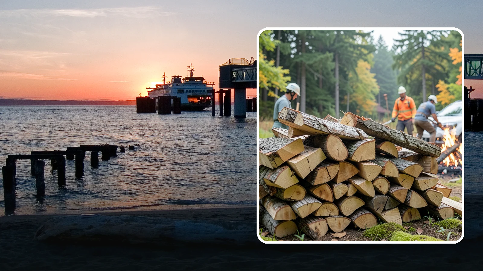 Bonfire Wood in Edmonds, Snohomish County, WA - Larger split firewood cut for building big, long-lasting bonfires at outdoor events.