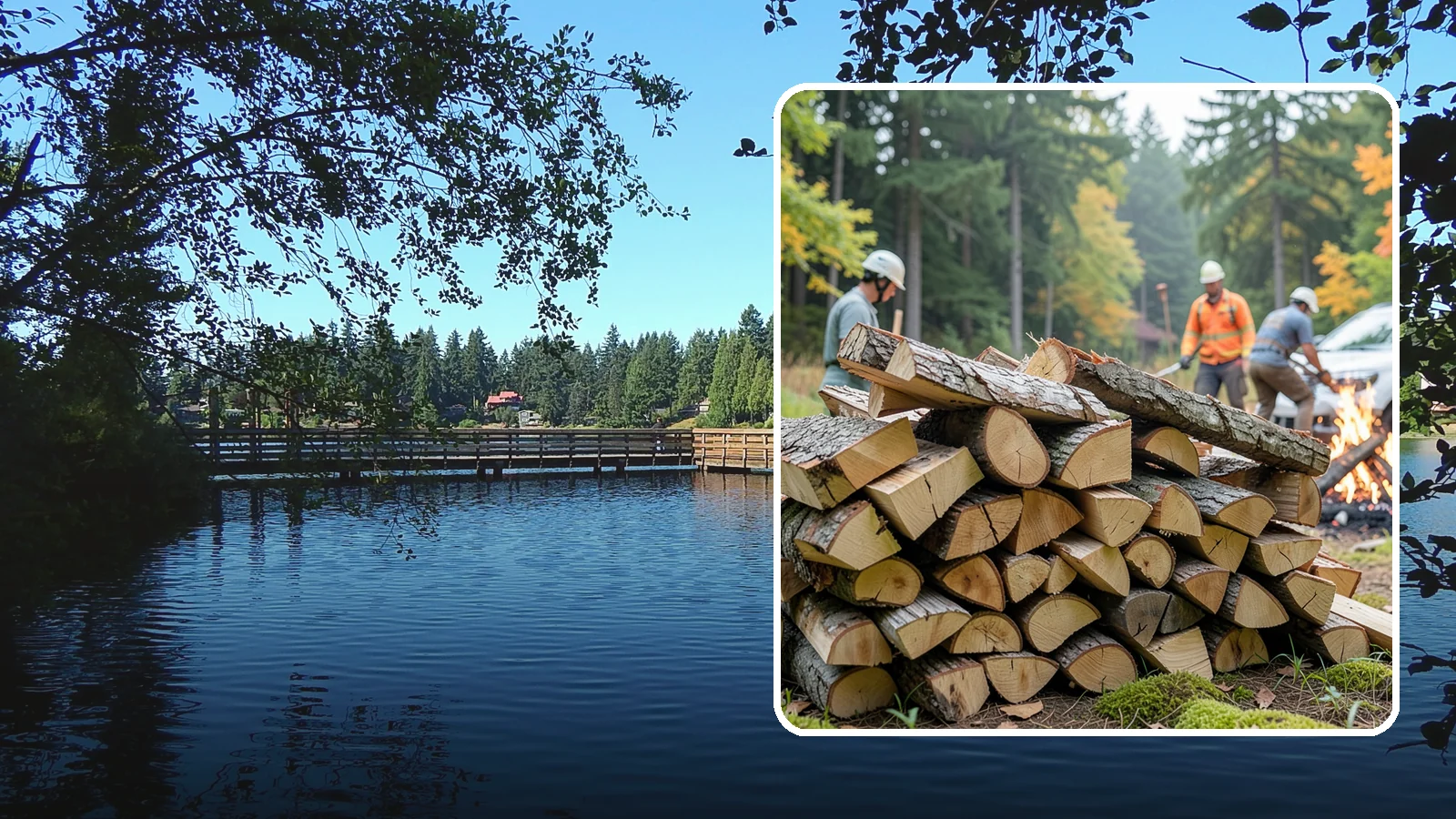 Bonfire Wood in Federal Way, King County, WA - Larger split firewood cut for building big, long-lasting bonfires at outdoor events.