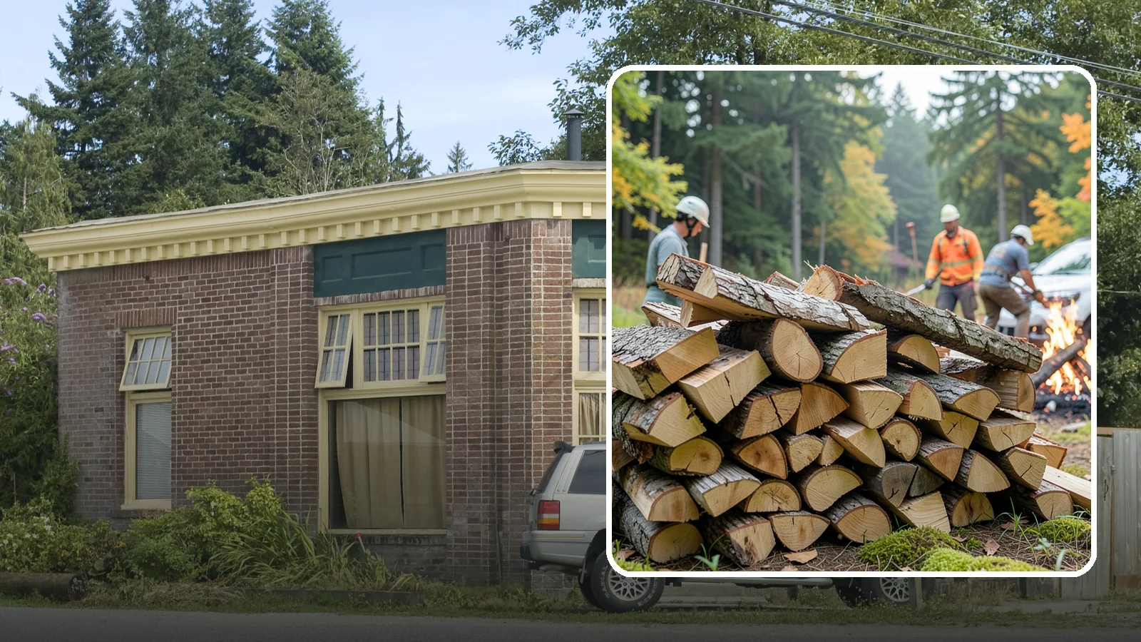 Bonfire Wood in Hamilton, Skagit County, WA - Larger split firewood cut for building big, long-lasting bonfires at outdoor events.