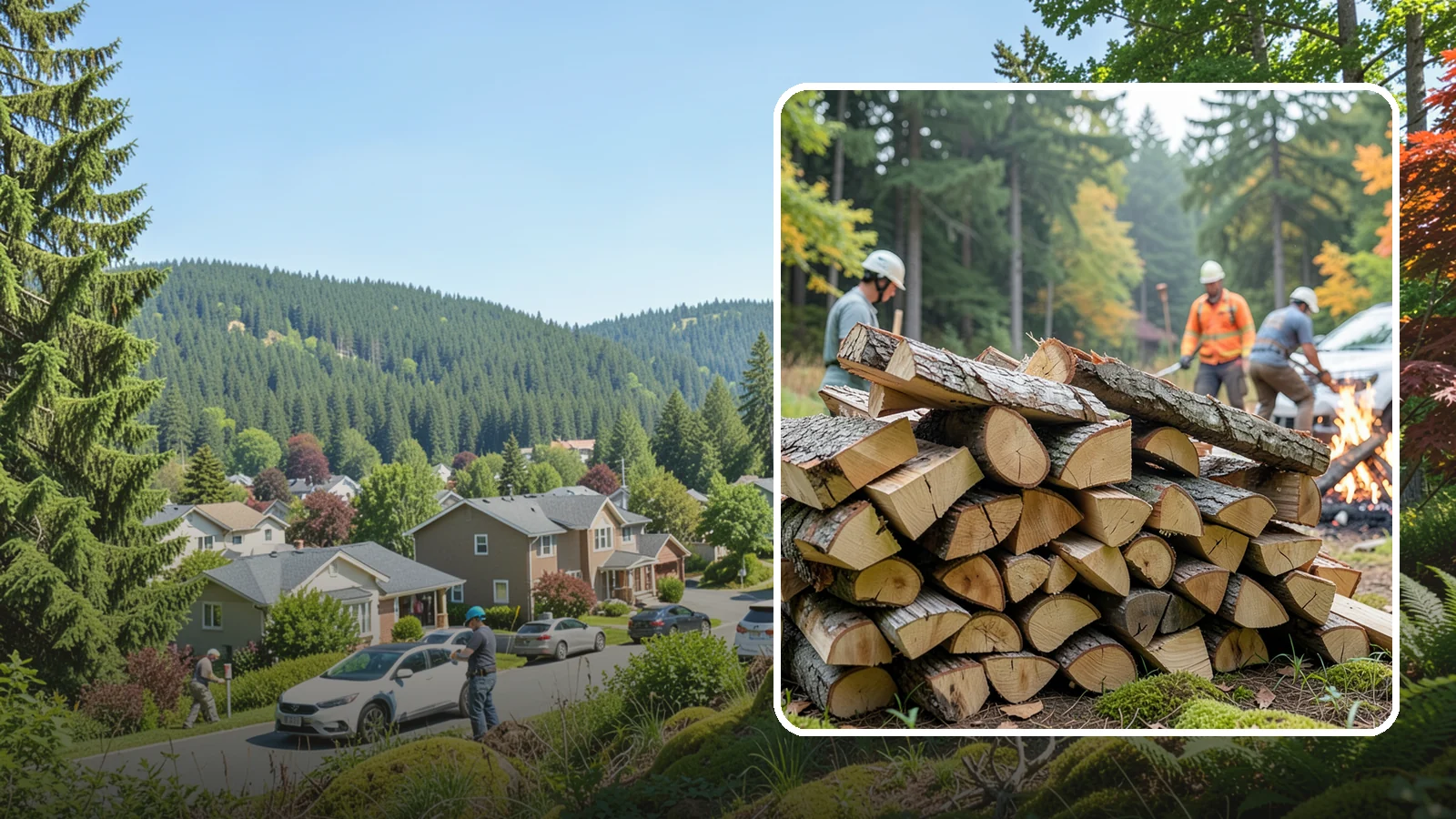 Bonfire Wood in Index, Snohomish County, WA - Larger split firewood cut for building big, long-lasting bonfires at outdoor events.