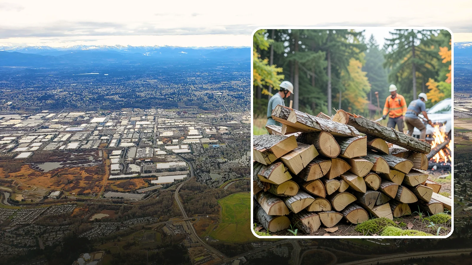 Bonfire Wood in Kent, King County, WA - Larger split firewood cut for building big, long-lasting bonfires at outdoor events.