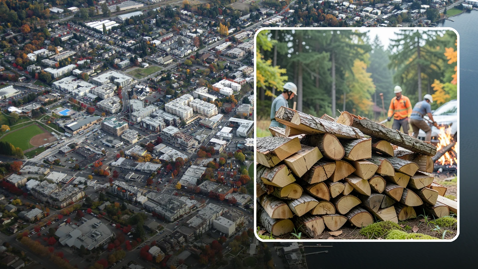 Bonfire Wood in Kirkland, King County, WA - Larger split firewood cut for building big, long-lasting bonfires at outdoor events.