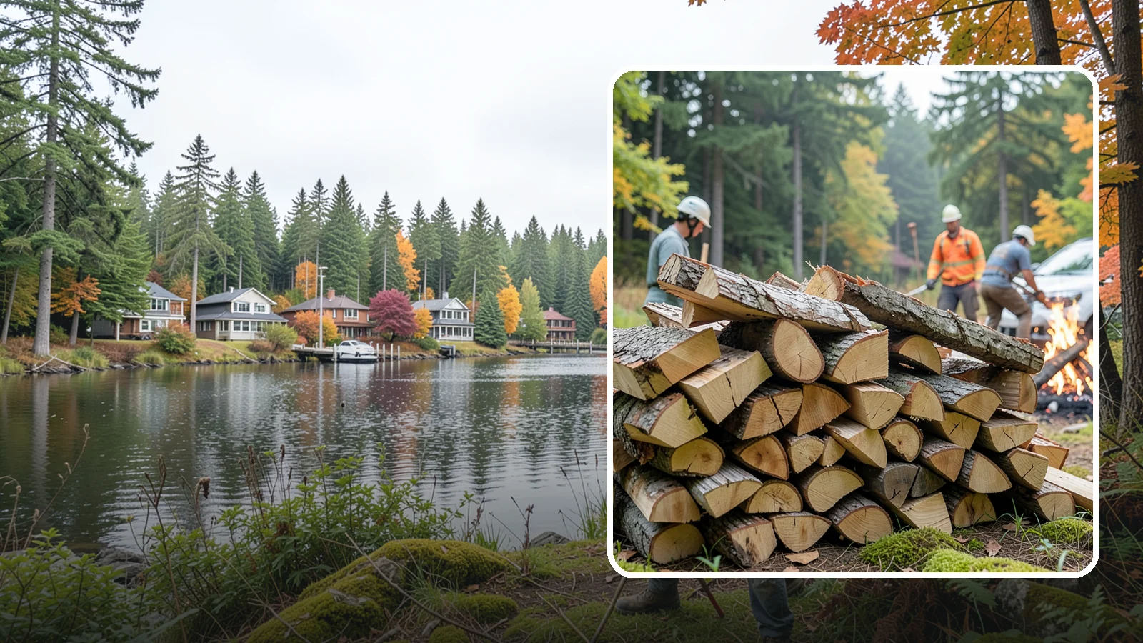 Bonfire Wood in La Conner, Skagit County, WA - Larger split firewood cut for building big, long-lasting bonfires at outdoor events.