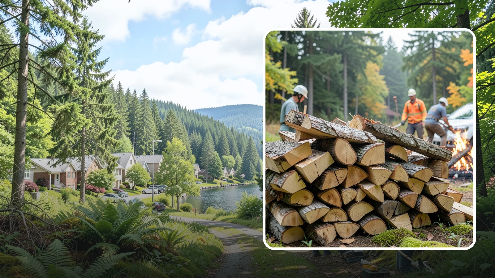 Bonfire Wood in Lake Forest Park, King County, WA - Larger split firewood cut for building big, long-lasting bonfires at outdoor events.
