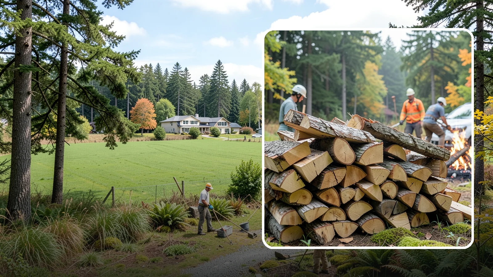 Bonfire Wood in Lyman, Skagit County, WA - Larger split firewood cut for building big, long-lasting bonfires at outdoor events.