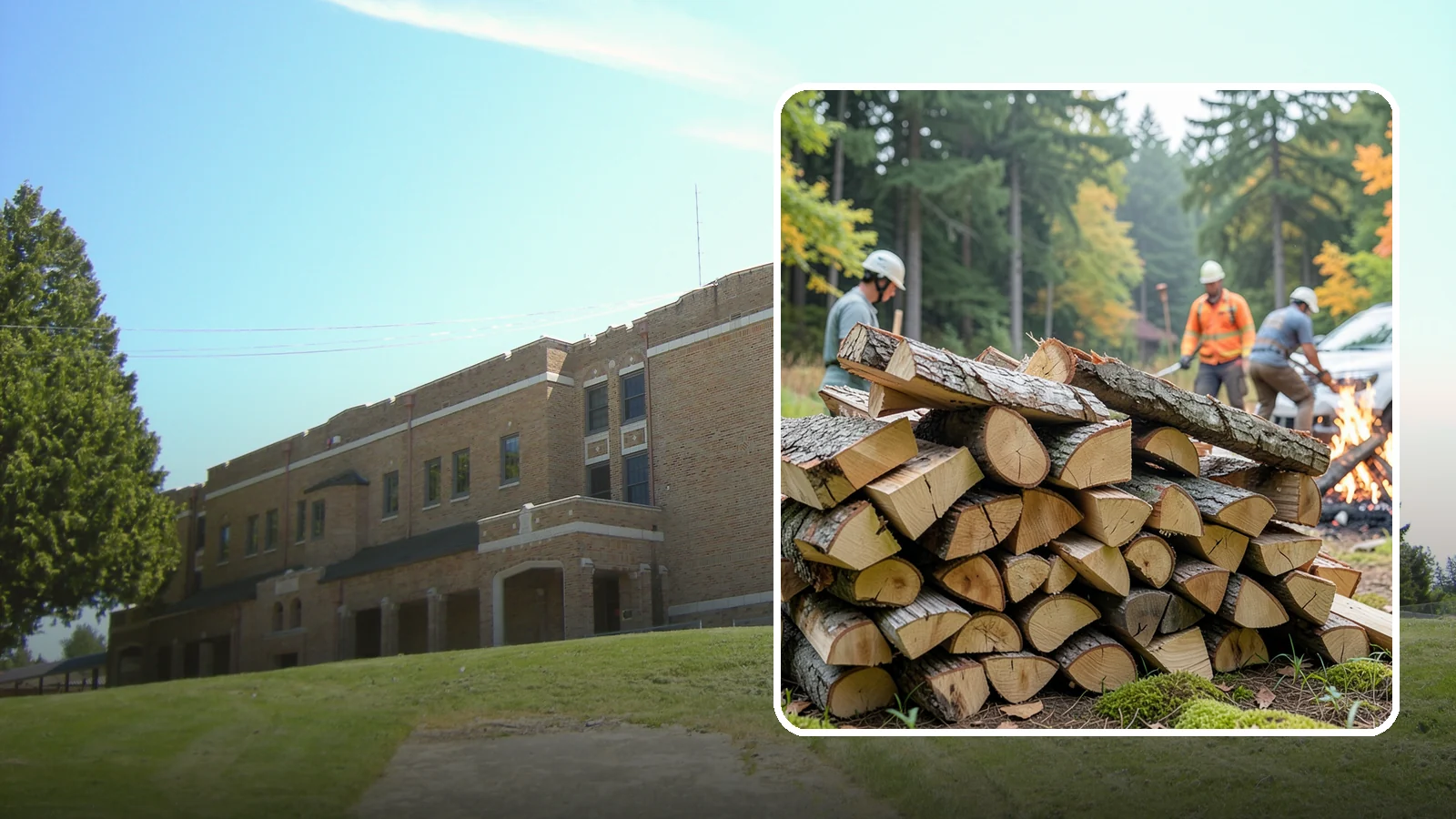 Bonfire Wood in Maple Valley, King County, WA - Larger split firewood cut for building big, long-lasting bonfires at outdoor events.