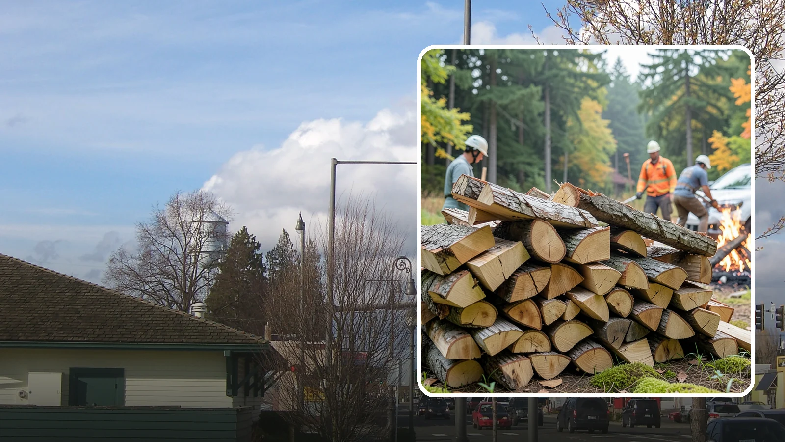 Bonfire Wood in Marysville, Snohomish County, WA - Larger split firewood cut for building big, long-lasting bonfires at outdoor events.