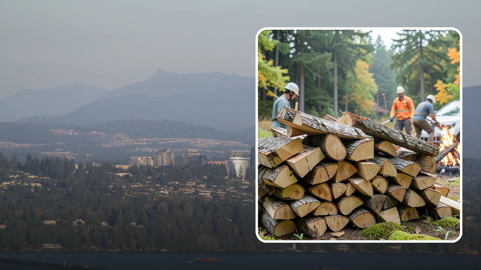 Bonfire Wood in Medina, King County, WA - Larger split firewood cut for building big, long-lasting bonfires at outdoor events.