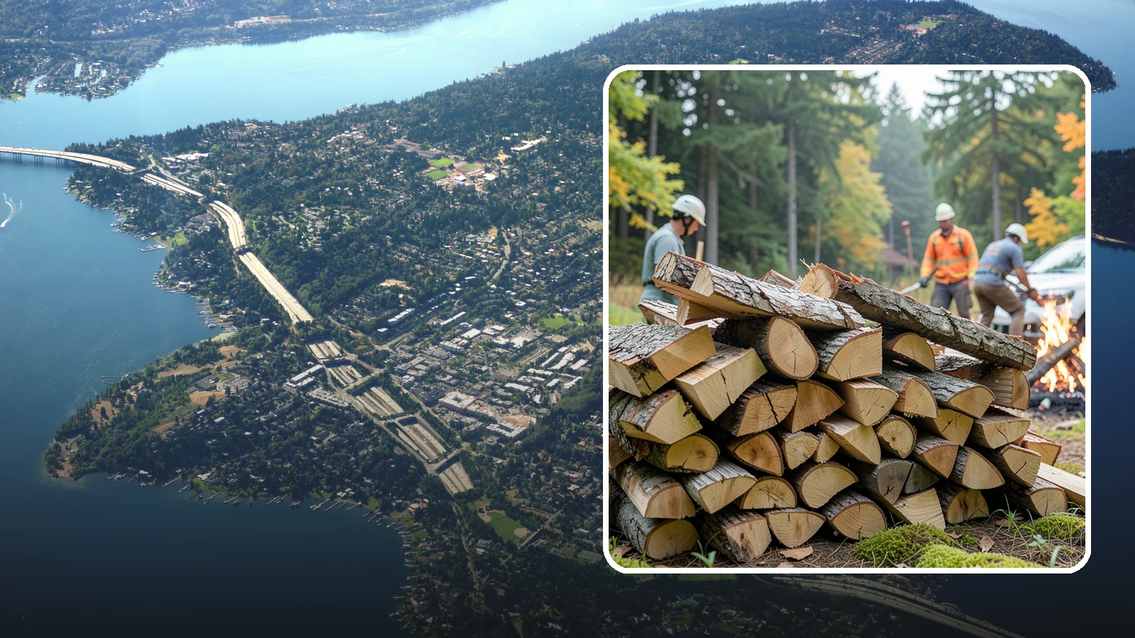 Bonfire Wood in Mercer Island, King County, WA - Larger split firewood cut for building big, long-lasting bonfires at outdoor events.