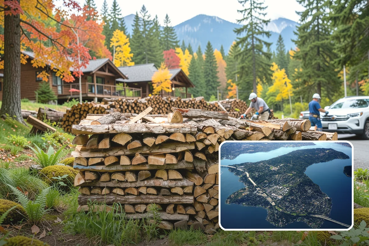 Bonfire Wood in Mercer Island, King County, WA - Larger splits build a substantial blaze