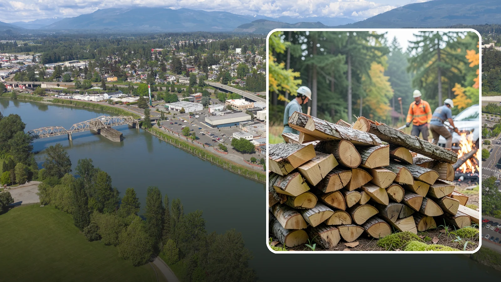 Bonfire Wood in Mount Vernon, Skagit County, WA - Larger split firewood cut for building big, long-lasting bonfires at outdoor events.