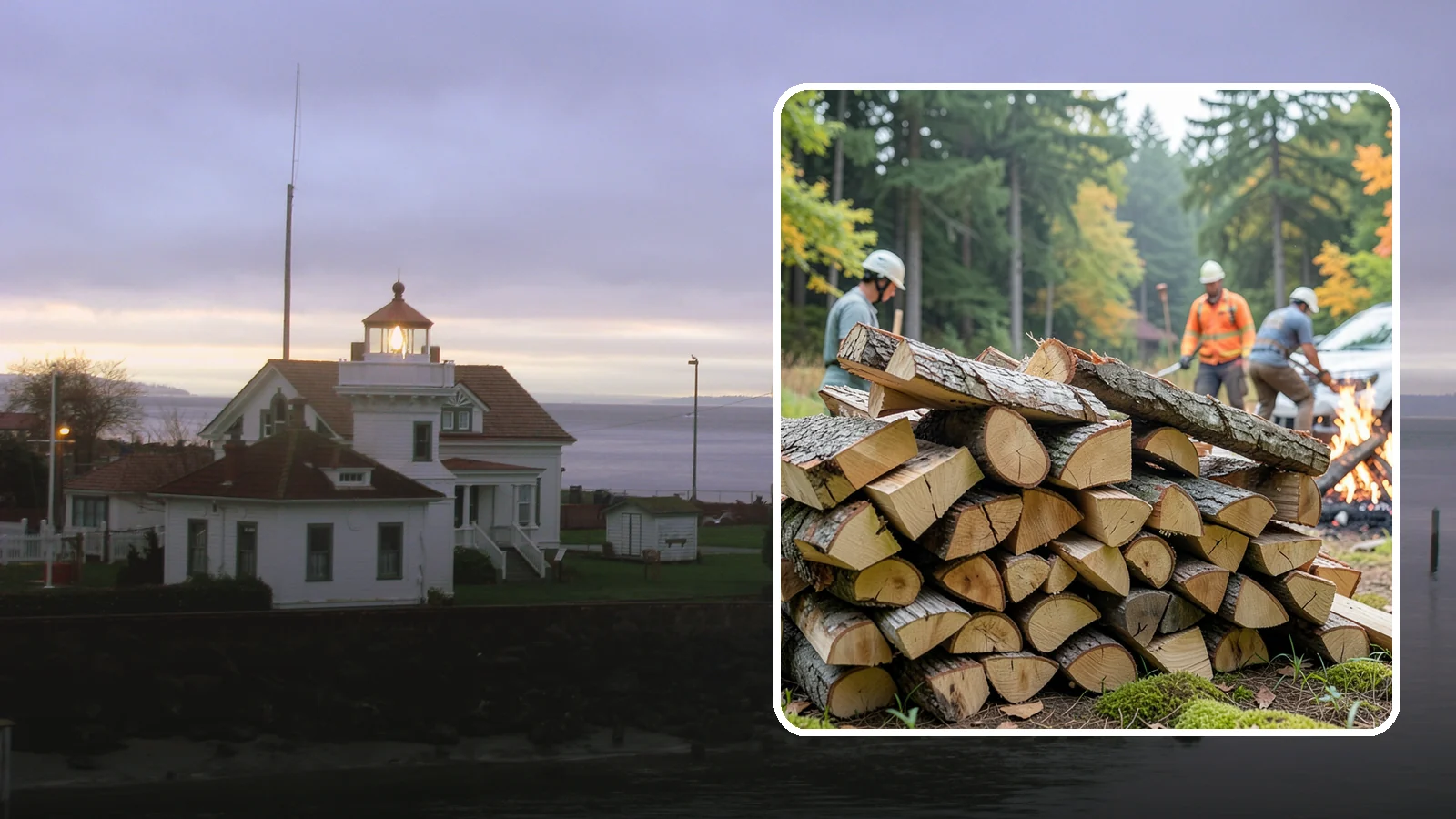 Bonfire Wood in Mukilteo, Snohomish County, WA - Larger split firewood cut for building big, long-lasting bonfires at outdoor events.