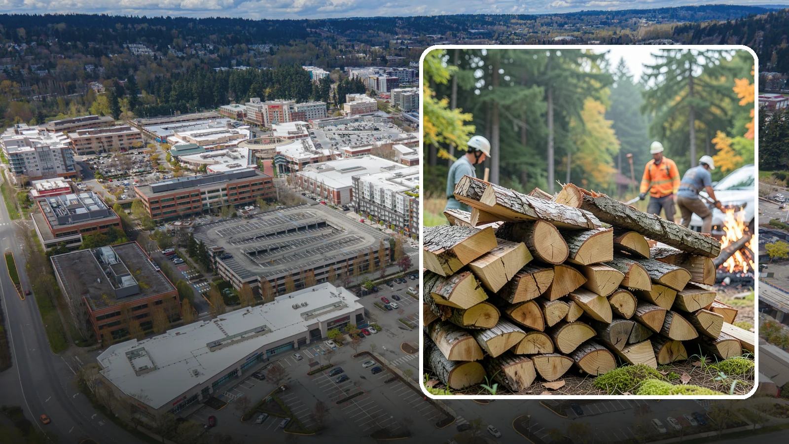Bonfire Wood in Redmond, King County, WA - Larger split firewood cut for building big, long-lasting bonfires at outdoor events.