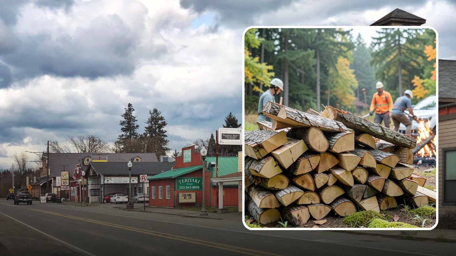 Bonfire Wood in Roy, Pierce County, WA - Larger split firewood cut for building big, long-lasting bonfires at outdoor events.