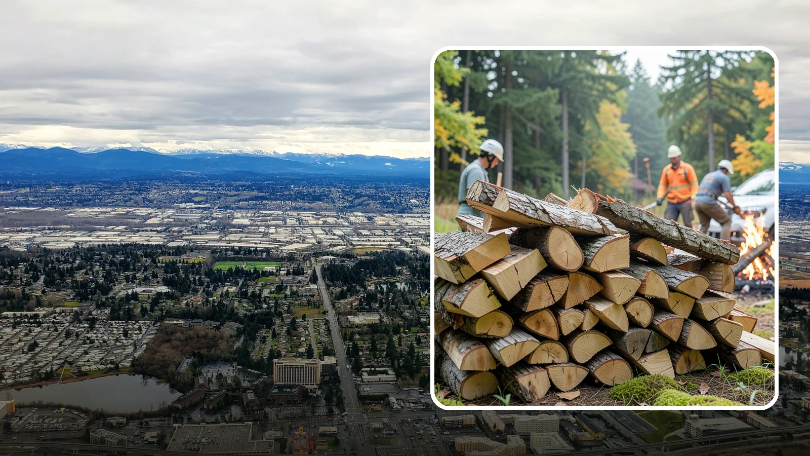 Bonfire Wood in SeaTac, King County, WA - Larger split firewood cut for building big, long-lasting bonfires at outdoor events.