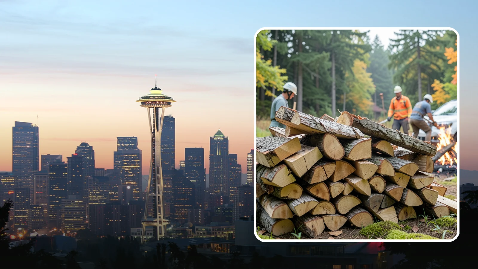 Bonfire Wood in Seattle, WA - Larger split firewood cut for building big, long-lasting bonfires at outdoor events.