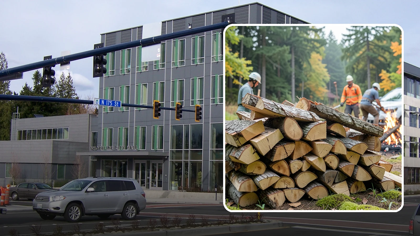 Bonfire Wood in Shoreline, King County, WA - Larger split firewood cut for building big, long-lasting bonfires at outdoor events.