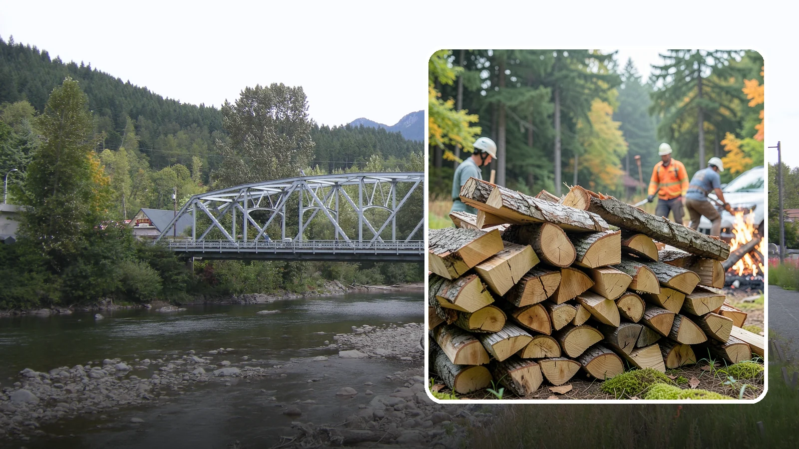 Bonfire Wood in Skykomish, King County, WA - Larger split firewood cut for building big, long-lasting bonfires at outdoor events.