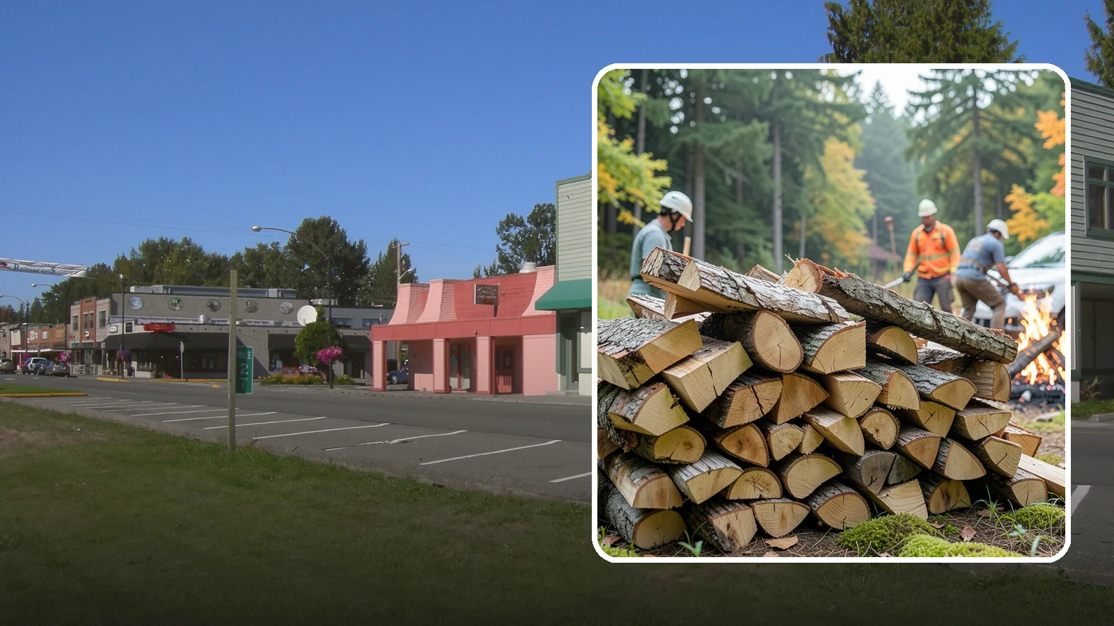 Bonfire Wood in Snoqualmie, King County, WA - Larger split firewood cut for building big, long-lasting bonfires at outdoor events.