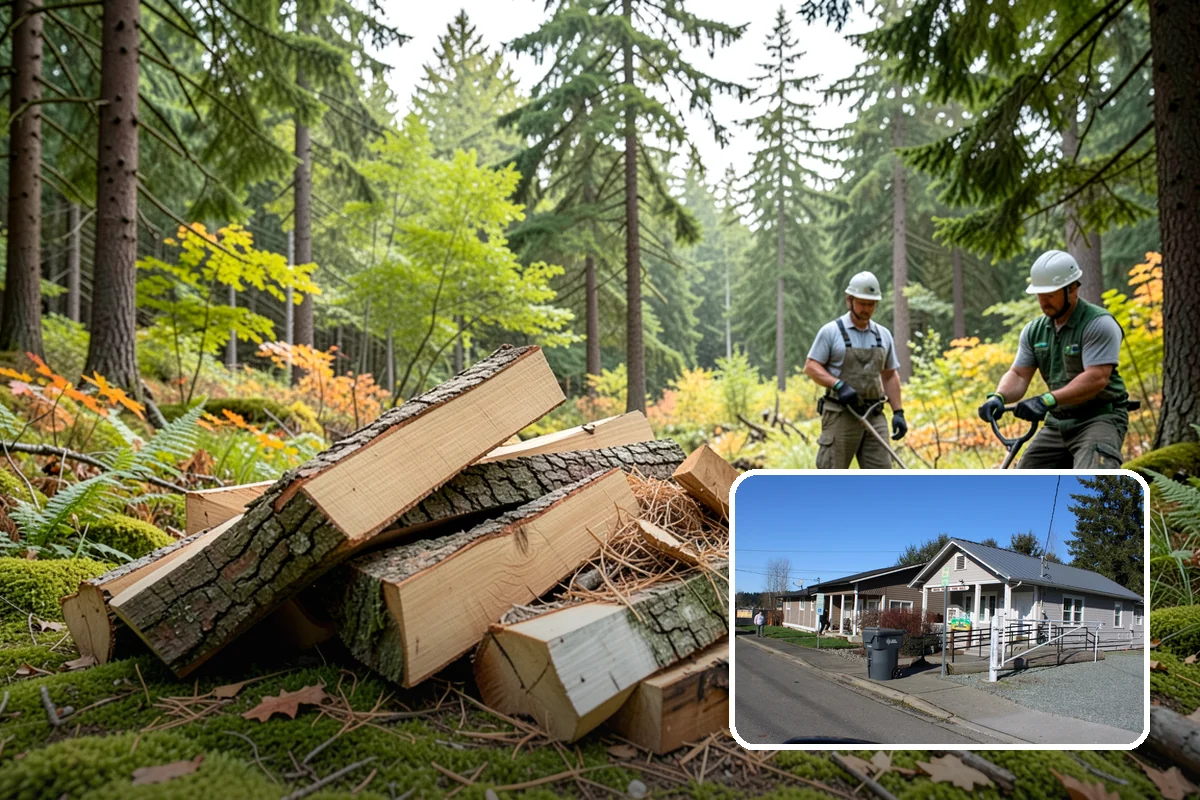 Bonfire Wood in South Prairie, Pierce County, WA - Larger splits build a substantial blaze