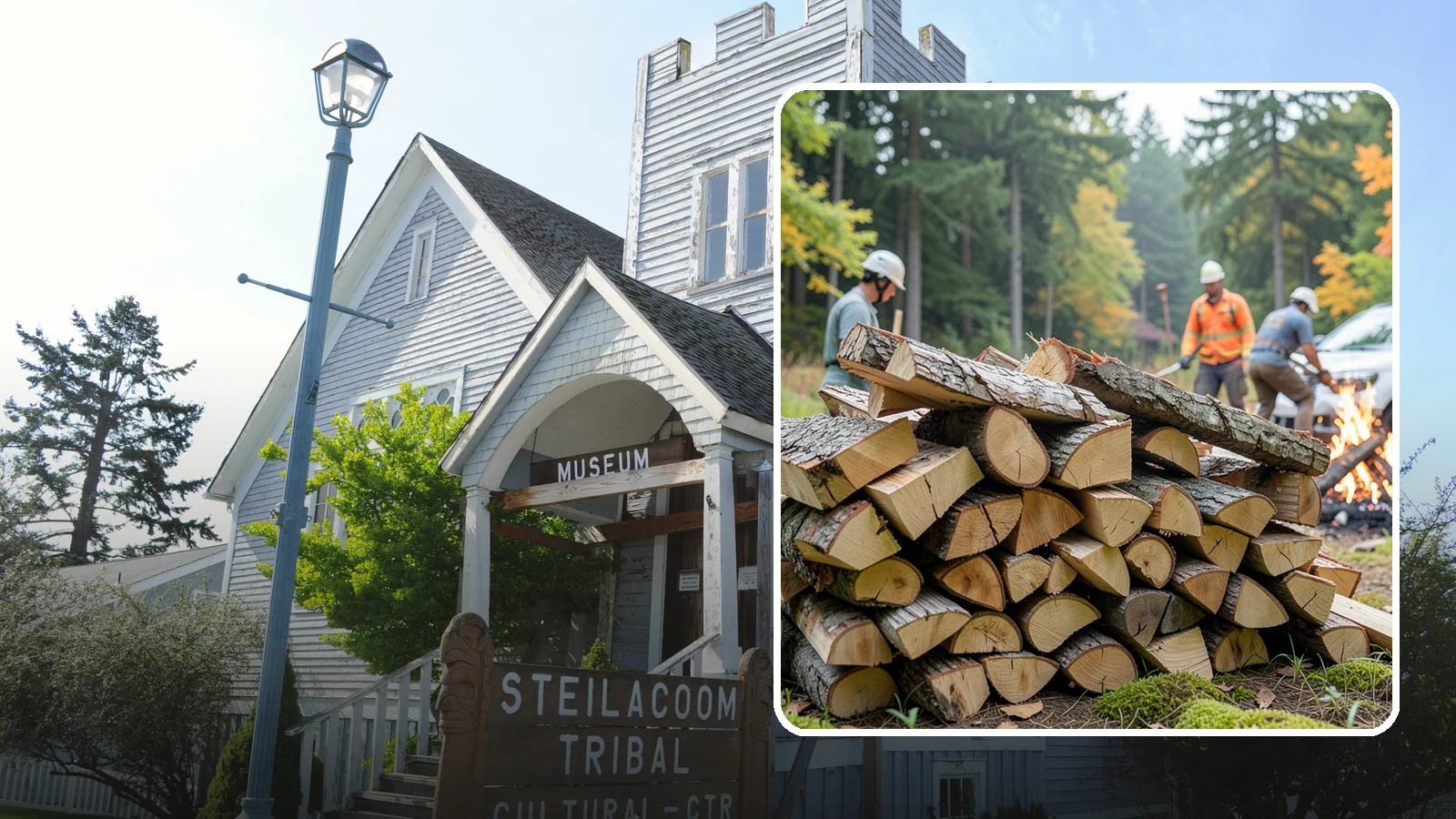 Bonfire Wood in Steilacoom, Pierce County, WA - Larger split firewood cut for building big, long-lasting bonfires at outdoor events.
