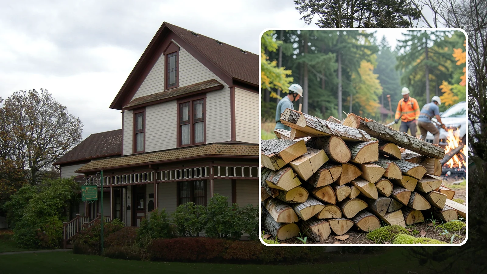 Bonfire Wood in Sumner, Pierce County, WA - Larger split firewood cut for building big, long-lasting bonfires at outdoor events.