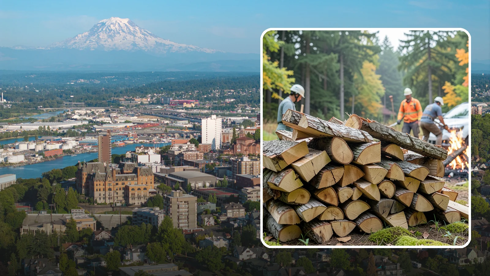 Bonfire Wood in Tacoma, Pierce County, WA - Larger split firewood cut for building big, long-lasting bonfires at outdoor events.