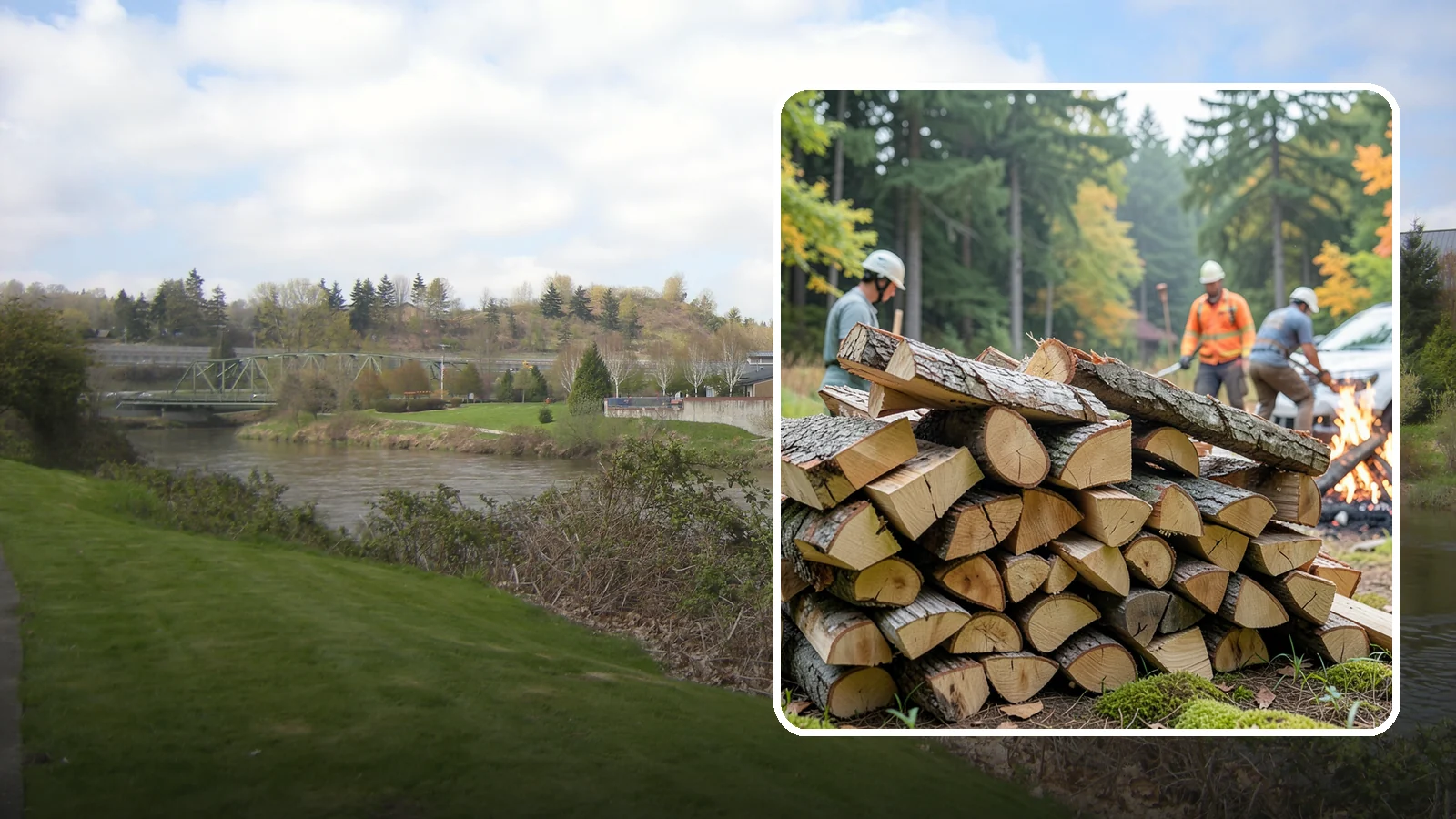 Bonfire Wood in Tukwila, King County, WA - Larger split firewood cut for building big, long-lasting bonfires at outdoor events.